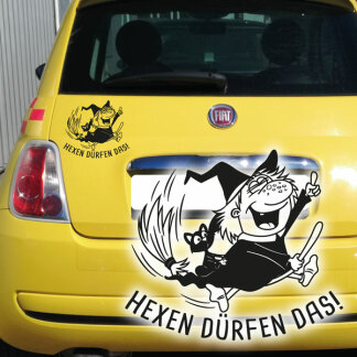 Autoaufkleber Hexe Katze Hexen dürfen das Auto...