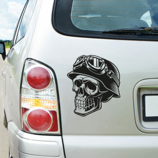 Autoaufkleber Skull Totenkopf Motorradhelm Biker Auto...