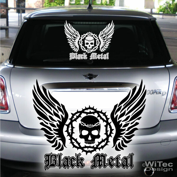 Autoaufkleber Totenkopf Skull Flügel Black Metal abc