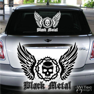 Autoaufkleber Skull Flügel Black Metal Auto Aufkleber...