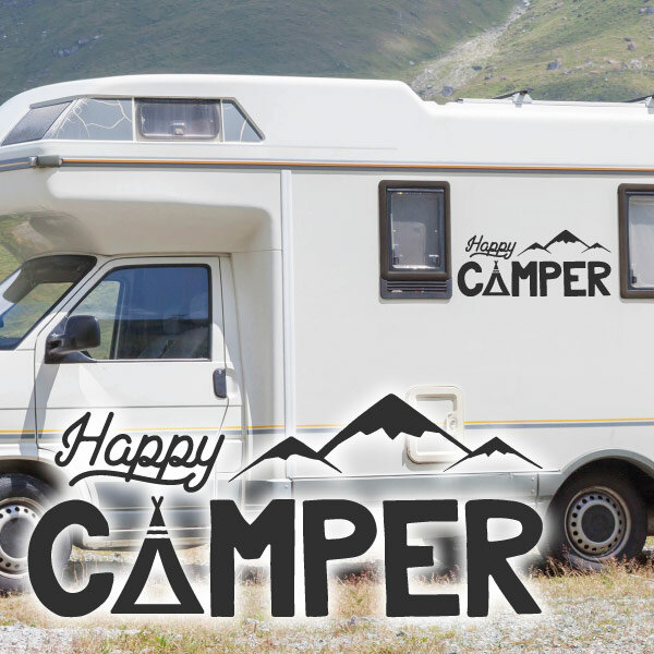 Wohnmobil Aufkleber Happy Camper Berge
