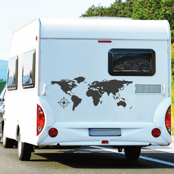 Kompass Welt Karte Caravan Auto Aufkleber Aufkleber Camper Rv Wohnmobil Off  Road Reise Abenteuer Lkw Vinyl Decor - AliExpress
