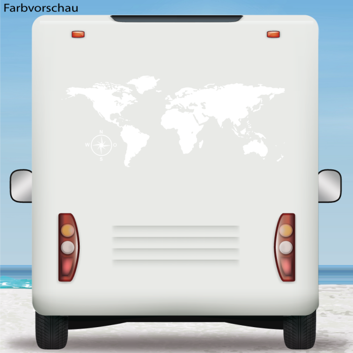 Wohnmobil Aufkleber Welt Weltkarte Kompass Caravan Womo