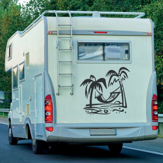 Wohnmobil Aufkleber Strand Palmen Hängematte Wohnwagen