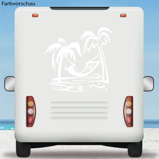 Wohnmobil Aufkleber Strand Palmen Hängematte Wohnwagen