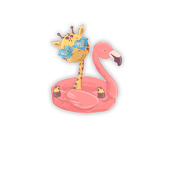 Türaufkleber Flamingo Giraffe Wunschname Kinderzimmer