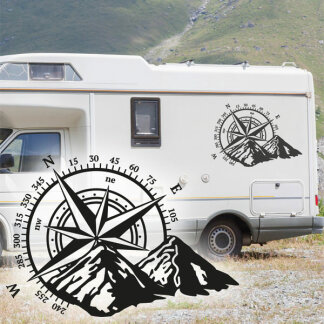 Wohnmobil Aufkleber Kompass Berge Wohnwagen Camper