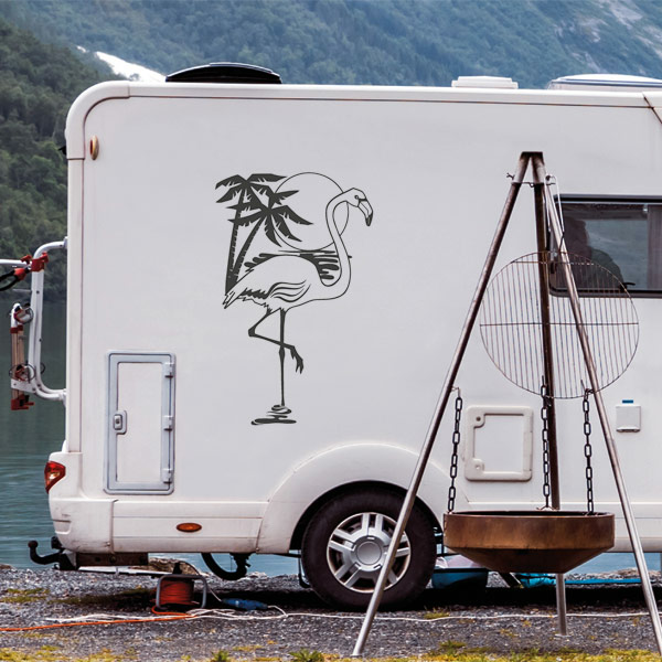 Wohnmobil Aufkleber Flamingo Palme Karibik Womo Caravan