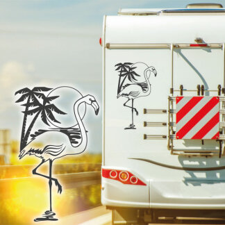 Wohnmobil Aufkleber Flamingo Palme Karibik Womo Caravan