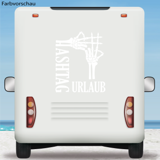 Wohnmobil Aufkleber Hashtag Urlaub Skelett Knochen Skull