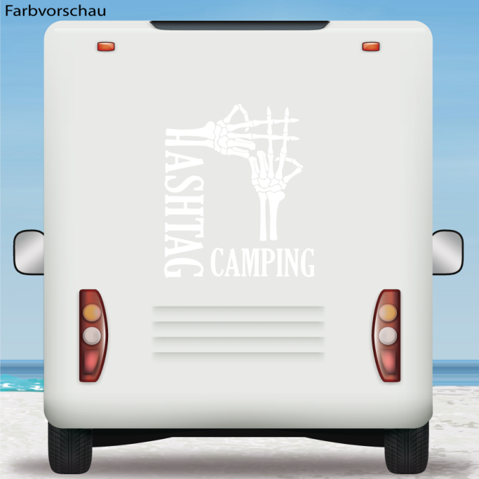 Wohnmobil Aufkleber Hashtag Camping Knochen Skelett Skull