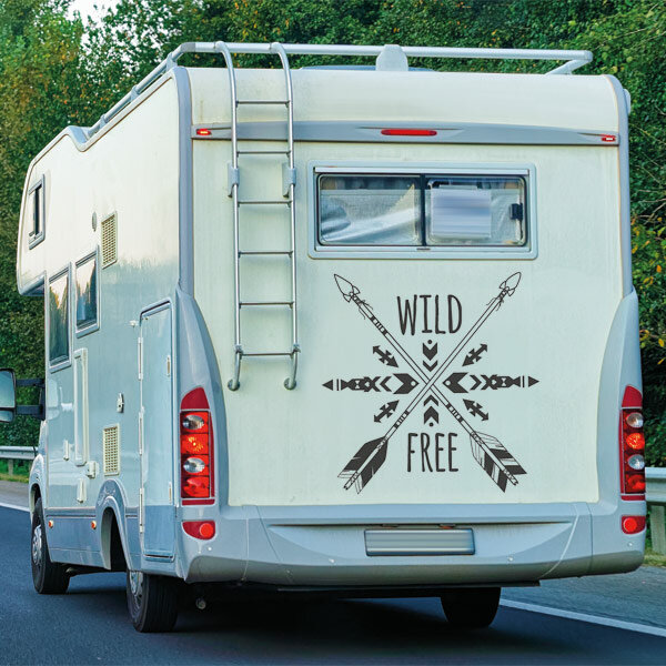 Wohnmobil Aufkleber Wild and Free Indian Style