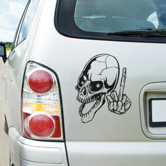 Autoaufkleber Totenkopf Skull Stinkefinger Auto Aufkleber 