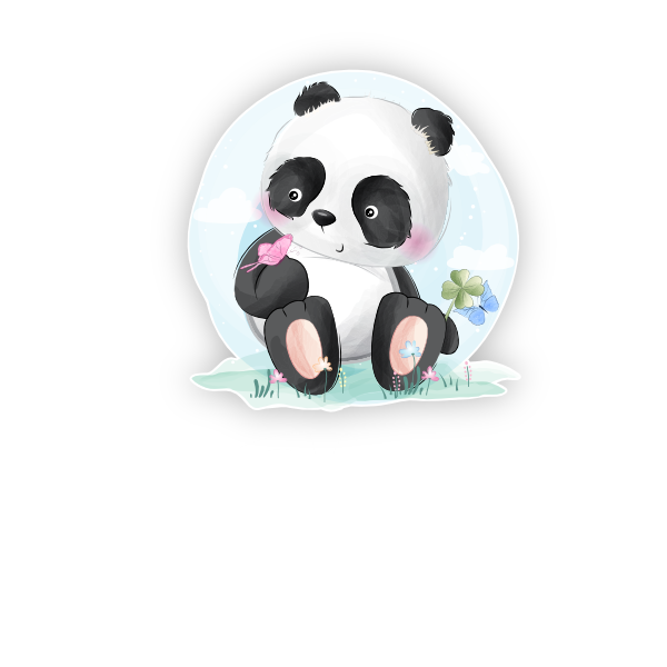 Türaufkleber Panda Schmetterling Wunschname Kinderzimmer