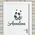 Türaufkleber Panda Schmetterling Wunschname Kinderzimmer