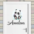 Türaufkleber Panda Schmetterling Wunschname Kinderzimmer