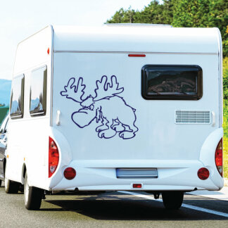Grimmiger Elch Hirsch Aufkleber Wohnmobil Wohnwagen Caravan