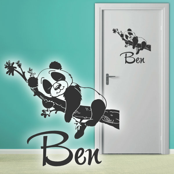 Türaufkleber schlafender Panda Name Tür Aufkleber Kinderzimmer