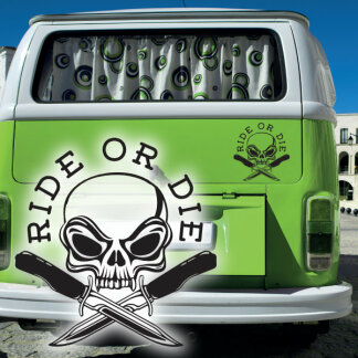 Autoaufkleber Skull RIDE OR DIE Biker Auto Aufkleber