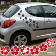 HIBISKUS Autoaufkleber 42x Hawaii Blumen Aufkleber-6-Motive-im-Set