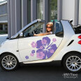 Autoaufkleber Hibiskus Blumen Aufkleber XL für Smart Twingo