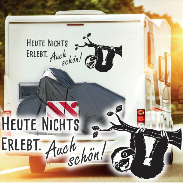 Autotattoo Wohnmobil Autoaufkleber Aufkleber Wohnwagen Faultiere mit Spruch  auf Erholungskurs M2218 - ausgewählte Farbe: *schwarz* ausgewählte Größe:  *XL - 49cm breit x 60cm hoch* : : Auto & Motorrad