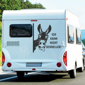 Wohnmobil Aufkleber Esel Ich kann nicht schneller Wohnwagen