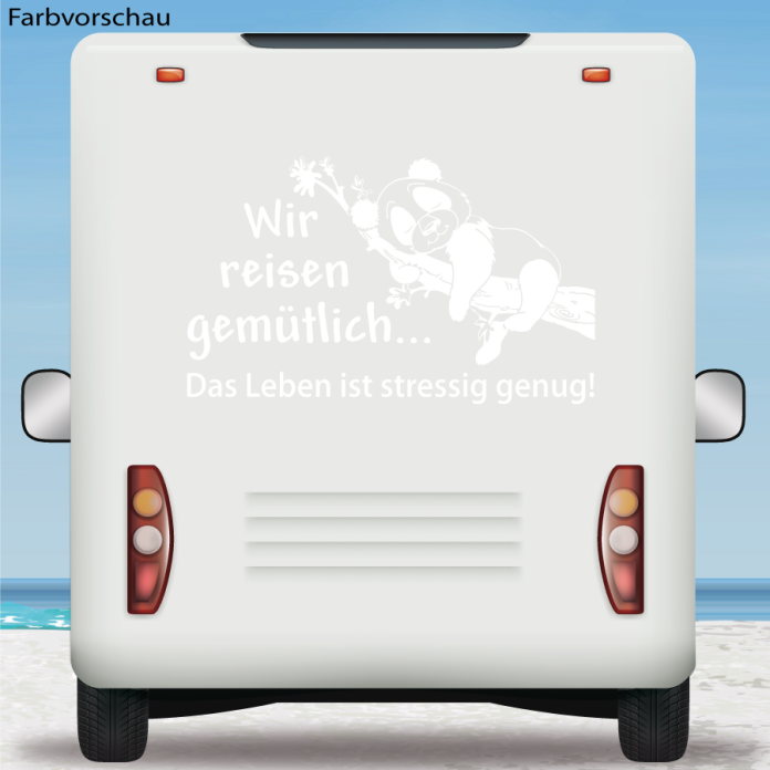 Wohnmobil Aufkleber Panda Wir reisen gemütlich Wohnwagen