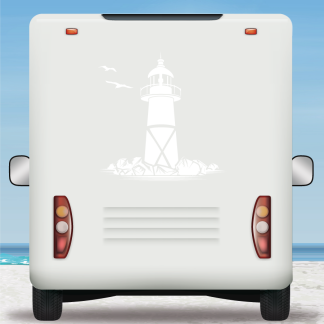 Wohnmobil Aufkleber Leuchtturm mit Möwen Wohnwagen Tattoo