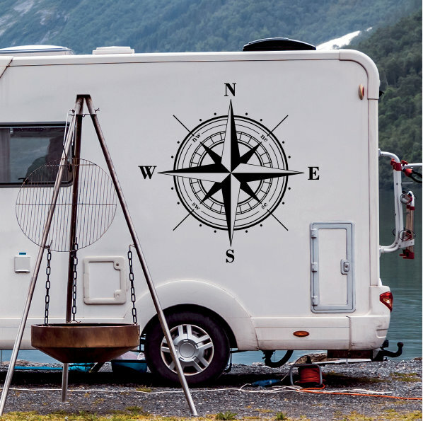 Wohnmobil Aufkleber  Kompass, Windrose