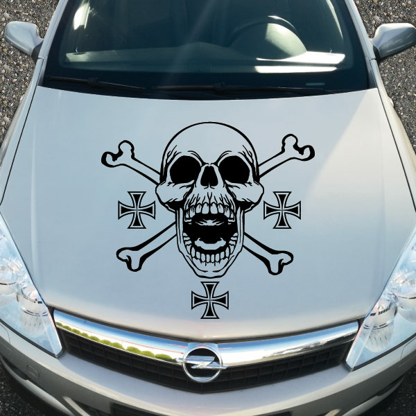 Autoaufkleber Skull Totenkopf Heavy Metal Motorhauben Aufkleber