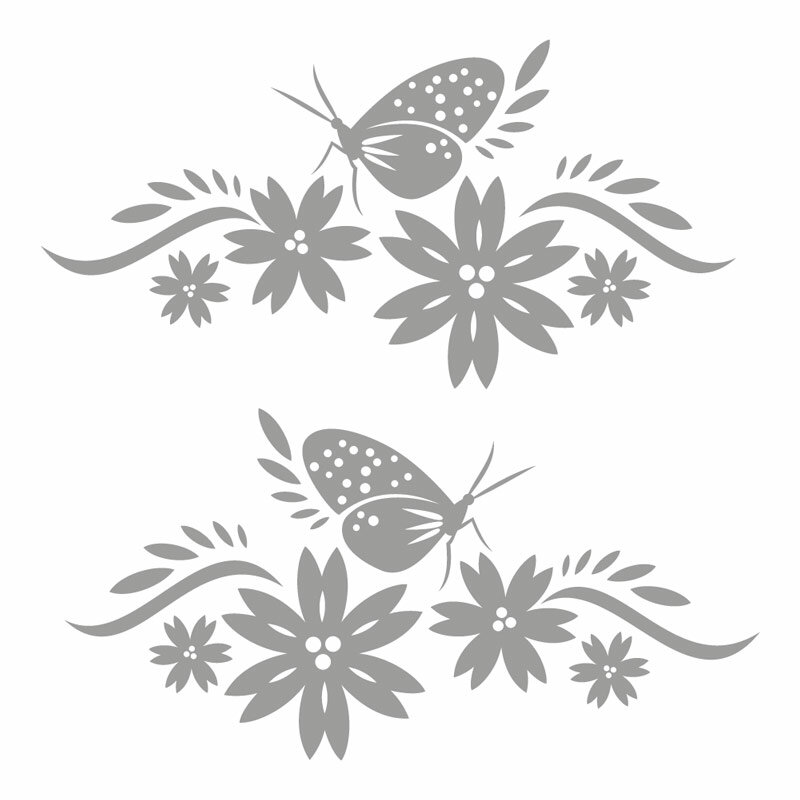 Aufkleber Auto mit Blumen und Schmetterling - TenStickers