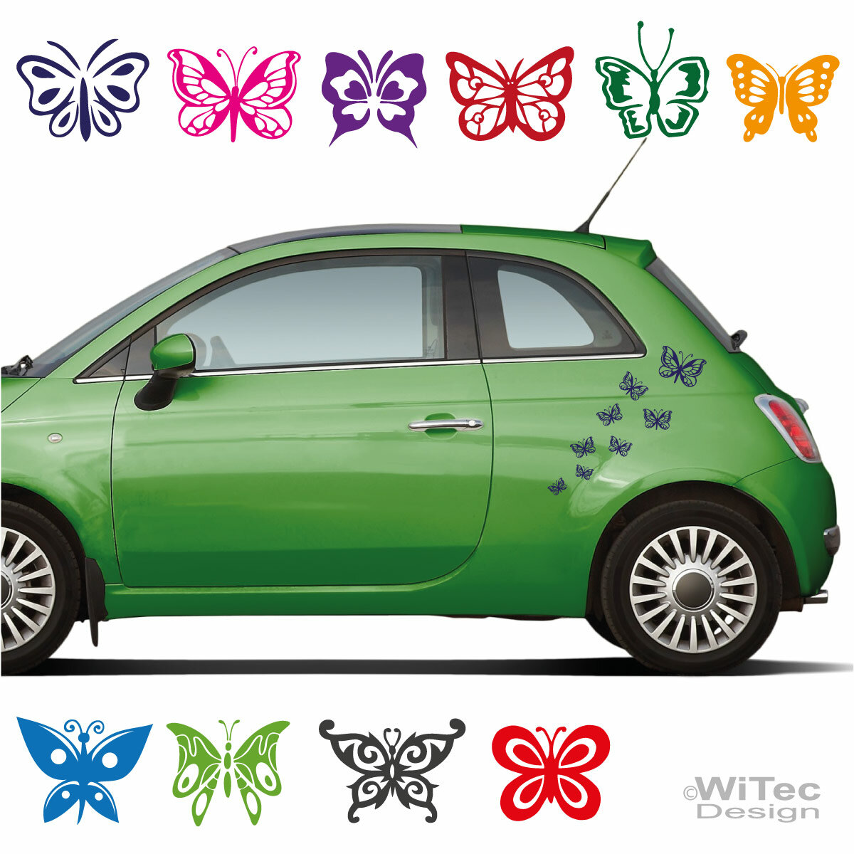 Sticker / Aufkleber Schmetterling, für Auto / Motorrad / Laptop / Dekoration  / Kühlschrank, Blau-Schwarz, 4-teiliges Set : : Auto & Motorrad