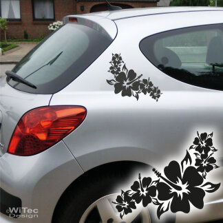 Autoaufkleber 2x Hibiskus Blumen Aufkleber Auto Sticker