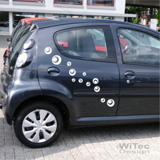 Auto Aufkleber Retro Dots Kreise Sticker Tattoo Set