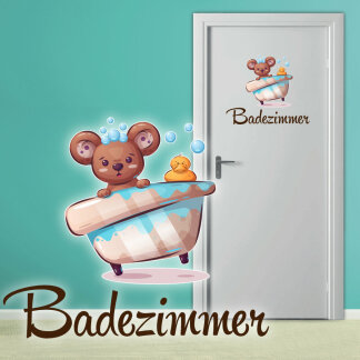 T&uuml;raufkleber Badezimmer B&auml;rchen in Badewanne