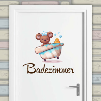 T&uuml;raufkleber Badezimmer B&auml;rchen in Badewanne