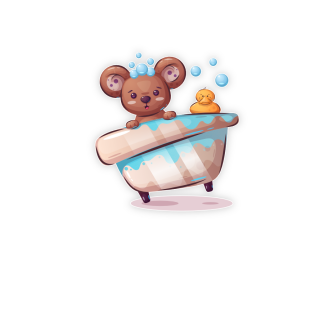 Türaufkleber Badezimmer Bärchen in Badewanne