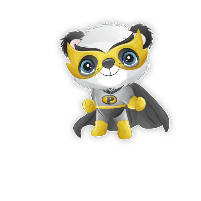 Türaufkleber Panda Superheld Wunschname Kinderzimmer