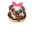 Türaufkleber Mops im Muffin und Wunschtext Küche