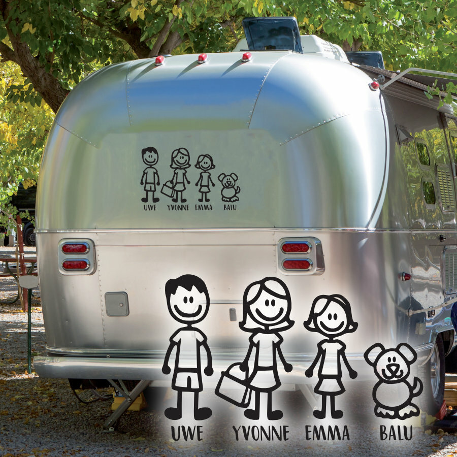 Original Camper Aufkleber Evolution Familie mit Wohnwagen
