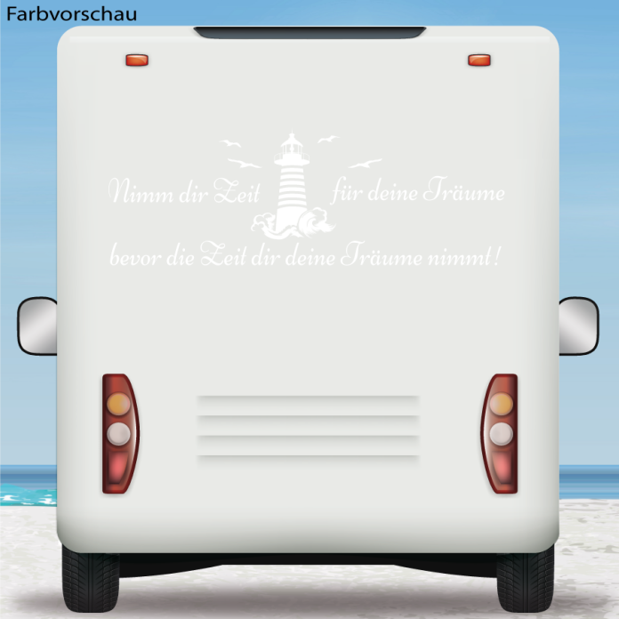 Wohnmobil Aufkleber Leuchtturm Zeit für Träume Aufkleber Wohnwagen