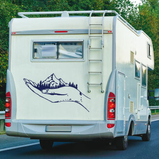 Wohnmobil Hand Berge Wald Camper Caravan WoMo