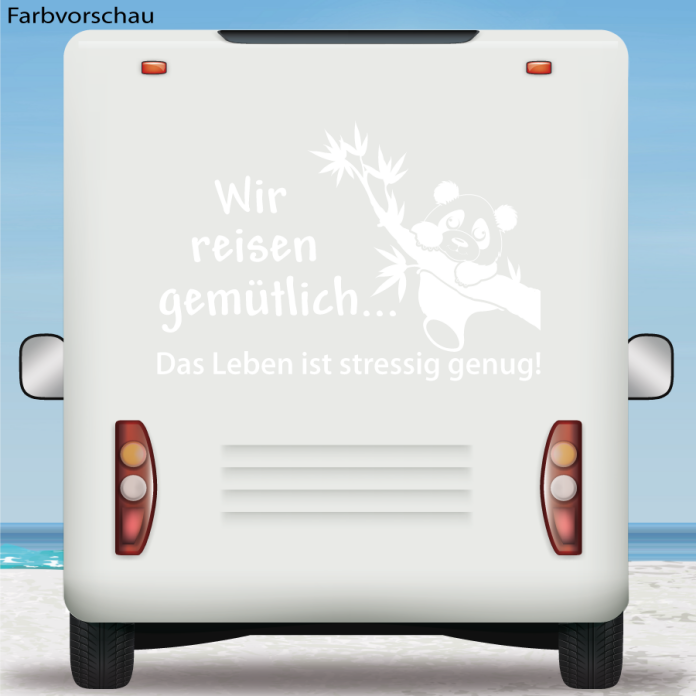 Wohnmobil Aufkleber Wir reisen gemütlich Panda Wohnwagen
