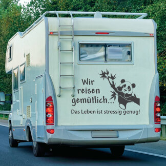 Wohnmobil Aufkleber Wir reisen gemütlich Panda...