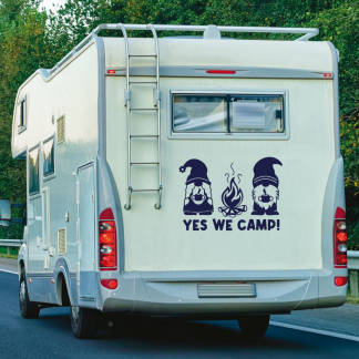 Wohnmobil Aufkleber YES WE CAMP und Gnome Wohnwagen