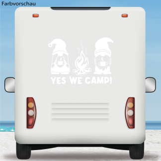 Wohnmobil Aufkleber YES WE CAMP und Gnome Wohnwagen