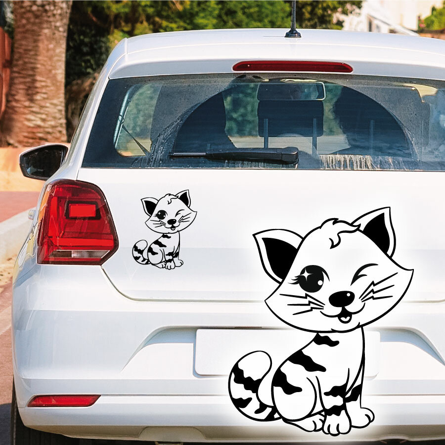 Süße Katze Aufkleber Sticker Autoaufkleber Scheibenaufkleber