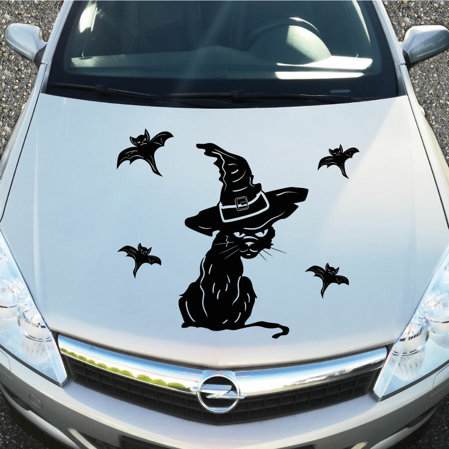 Katzenkopf Aufkleber Katze Autoaufkleber Tuning sticker film Car DIY Schwarz