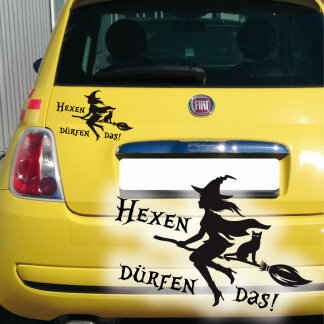 Autoaufkleber Hexe Katze Hexen dürfen das Auto...